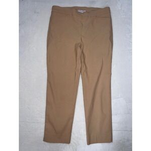 Chicos Brigit Pull On Ankle Pants Tan Khaki Slim Leg Stretch Trousers 2.5R 14R